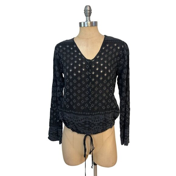 Johnny Was Black embroidered top size small - Picture 2 of 5